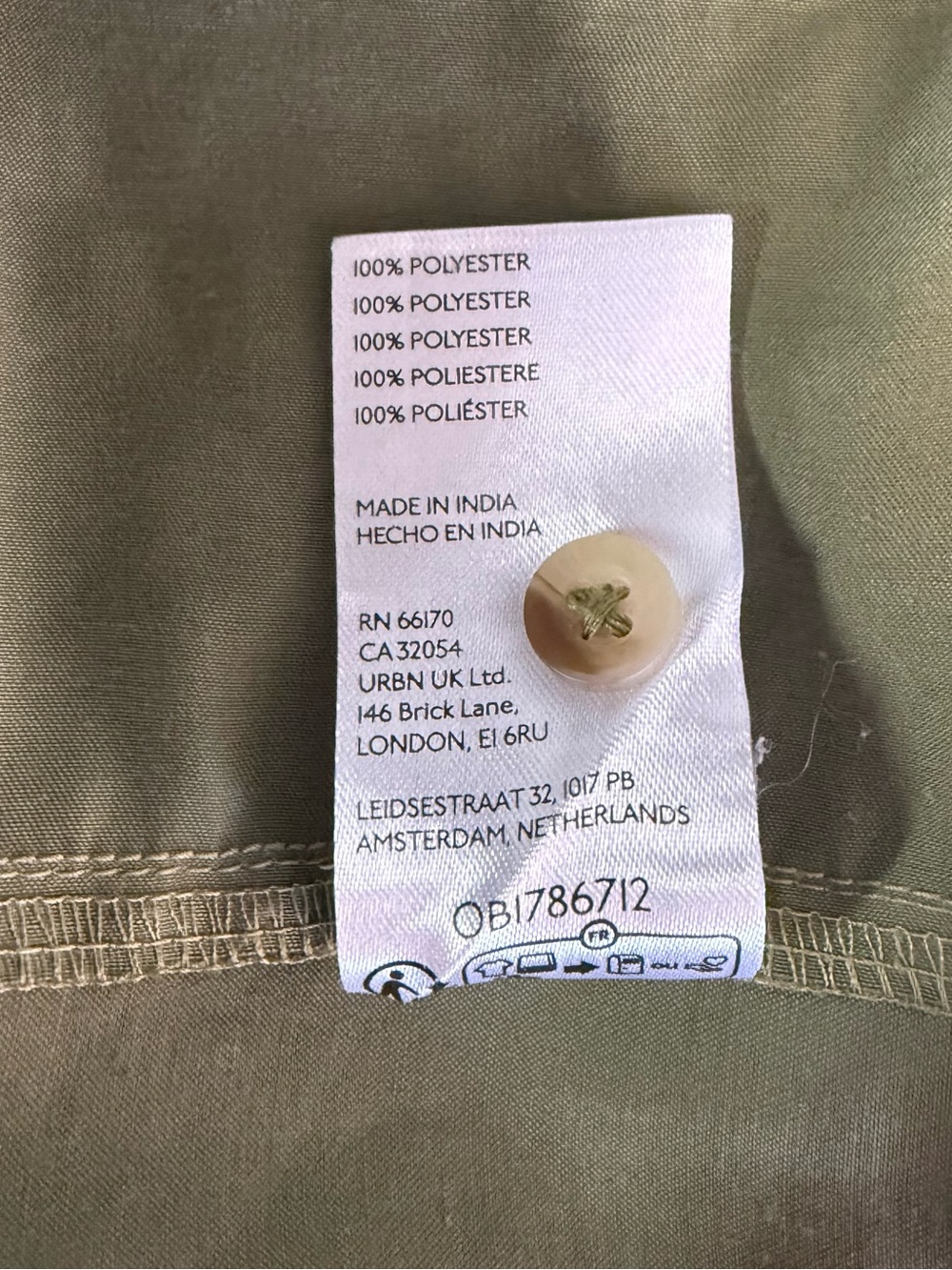 Pilcro Anthropologie Large Olive Green Satin Blouse Oversized OB1786712 - Picture 4 of 5